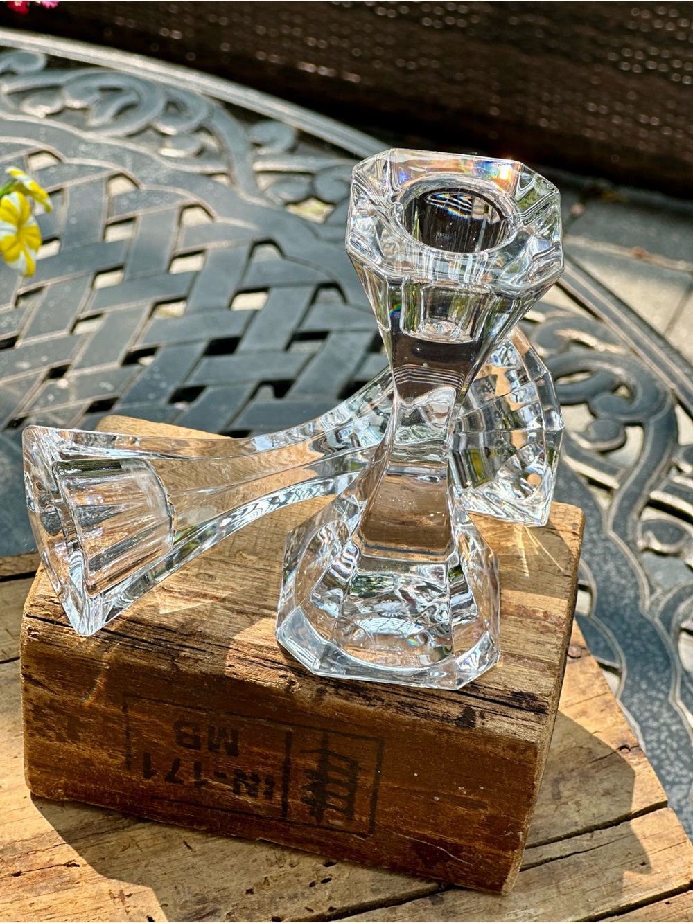 Villeroy and Boch Crystal Taper Candle Holders Pair Faceted